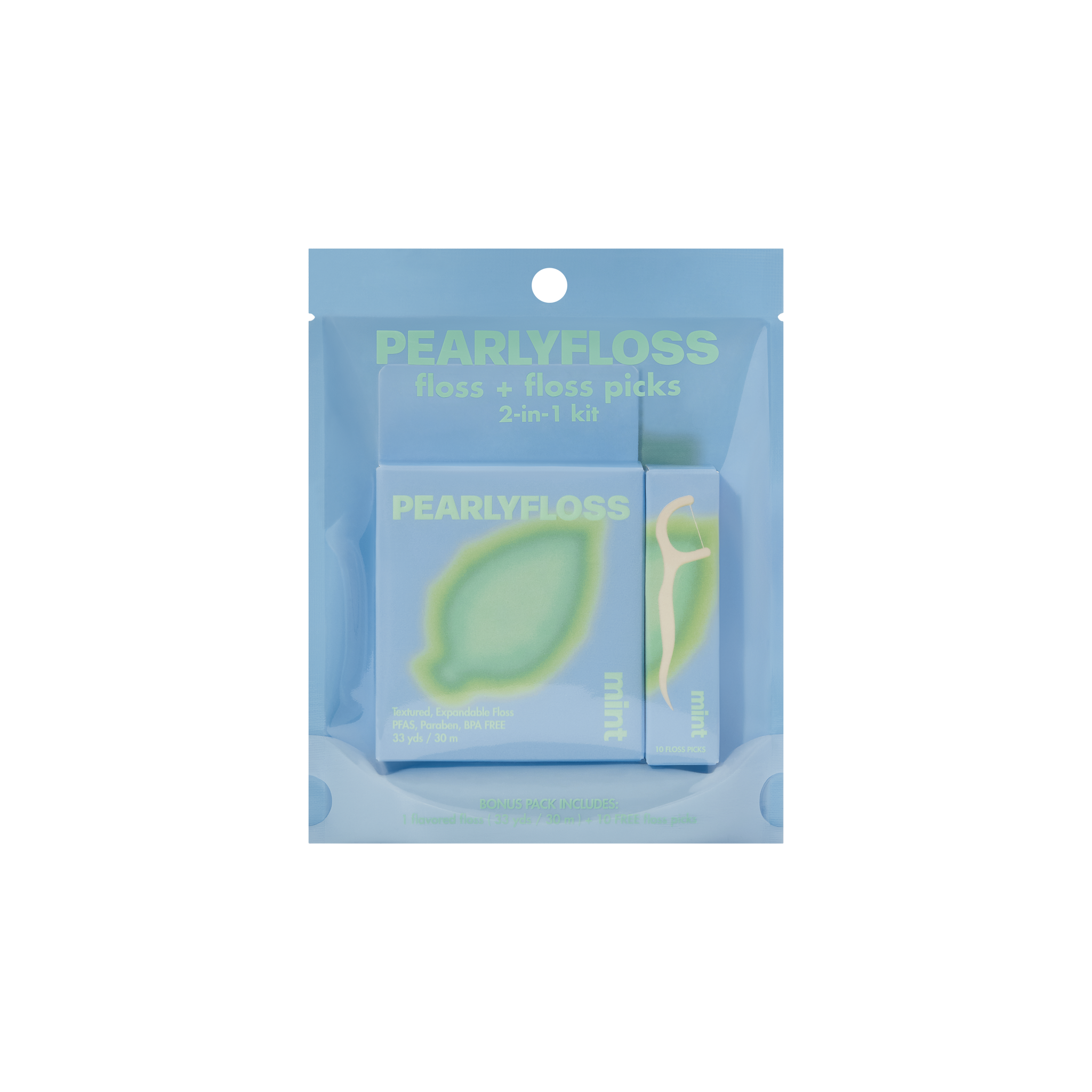 Pearlyfloss Mint Floss & Pick Kit