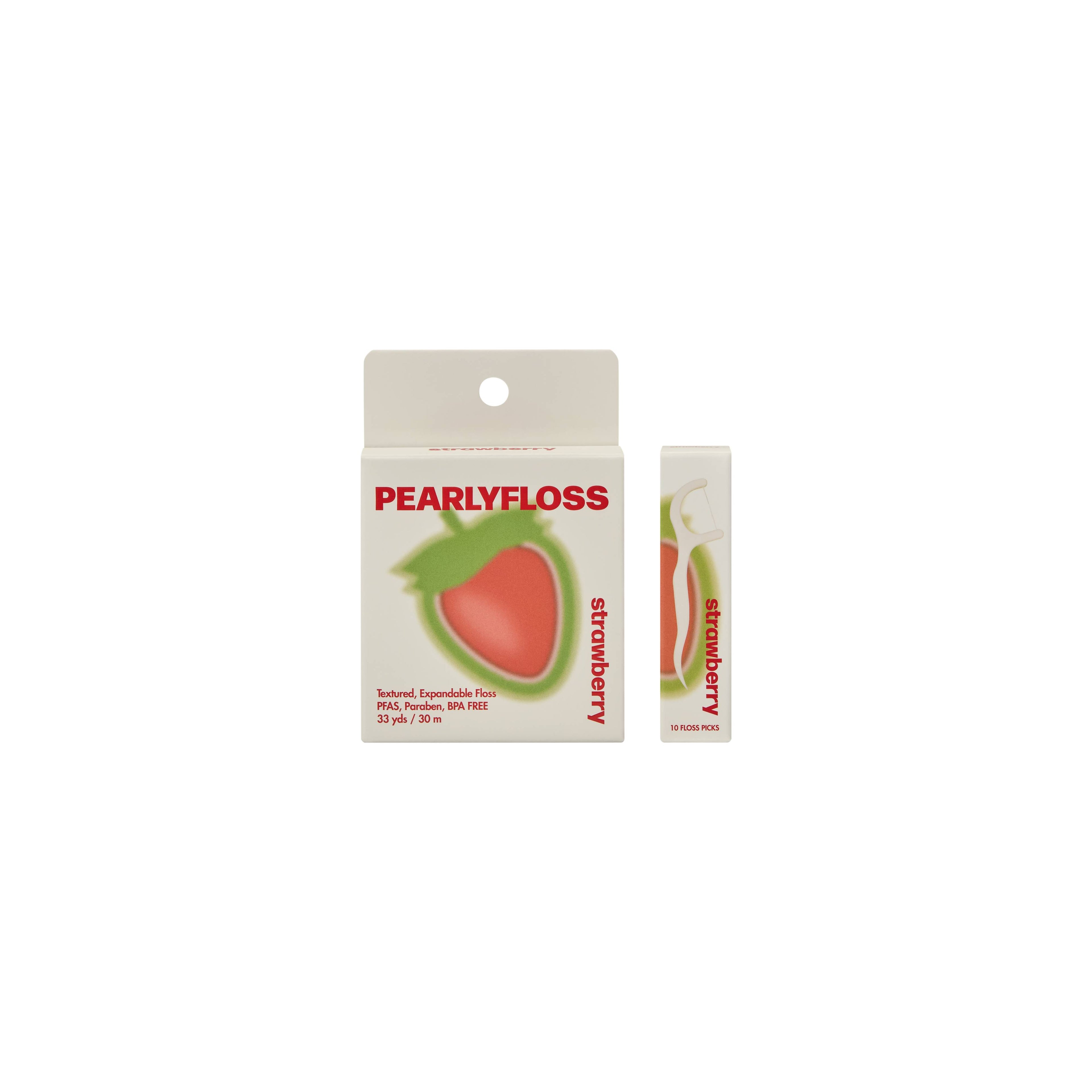 Pearlyfloss Strawberry Floss & Pick Kit